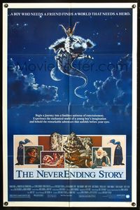 5d518 NEVERENDING STORY 1sh '84 Wolfgang Petersen, great fantasy art by Ezra Tucker!