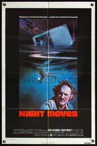 5d525 NIGHT MOVES 1sh '75 Gene Hackman, Susan Clark, James Woods, sexy diver art!