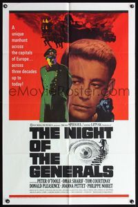 5d527 NIGHT OF THE GENERALS style A 1sh '67 Anatole Litvak, World War II officer Peter O'Toole!