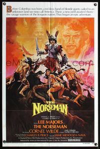 5d537 NORSEMAN 1sh '78 AIP, great art of vikings Lee Majors, Cornel Wilde & Mel Ferrer!