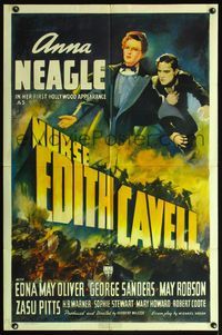 5d546 NURSE EDITH CAVELL 1sh '39 Herbert Wilcox, great art of Anna Neagle in the title role!