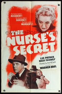 5d547 NURSE'S SECRET 1sh '41 Lee Patrick, Regis Toomey, the police called it MURDER!