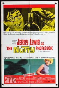 5d549 NUTTY PROFESSOR 1sh R67 wacky scientist Jerry Lewis, sexy Stella Stevens!