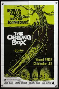 5d550 OBLONG BOX 1sh '69 Vincent Price, Christopher Lee, Edgar Allan Poe, cool horror art!