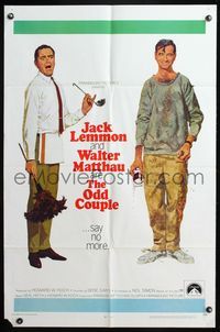 5d551 ODD COUPLE 1sh '68 art of best friends Walter Matthau & Jack Lemmon by Robert McGinnis!