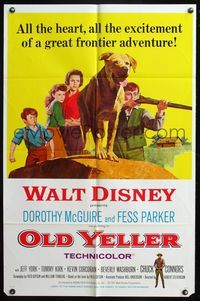 5d554 OLD YELLER 1sh R65 great artwork of Disney's most classic canine!