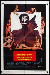 5d556 ON HER MAJESTY'S SECRET SERVICE style A 1sh '70 George Lazenby as James Bond w/bikinis babes!