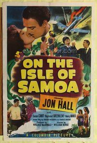 5d559 ON THE ISLE OF SAMOA 1sh '50 Jon Hall, Susan Cabot, South Pacific romance & adventure!