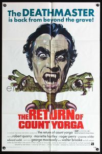 5d651 RETURN OF COUNT YORGA 1sh '71 Robert Quarry, AIP vampires, wild monster art!