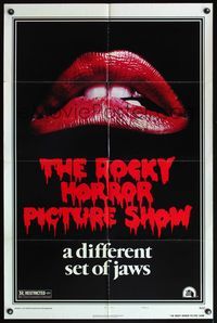 5d664 ROCKY HORROR PICTURE SHOW styleA 1sh '75 classic close up lips image, a different set of jaws!