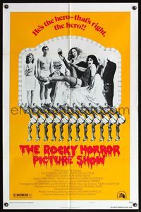 5d665 ROCKY HORROR PICTURE SHOW style B 1sh '75 creepy chorus line & cast, a different set of jaws!