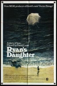 5d673 RYAN'S DAUGHTER alternate style 1sh '70 David Lean, Sarah Miles, Lesset beach art!