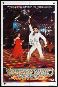 5d682 SATURDAY NIGHT FEVER teaser 1sh '77 best image of disco dancer John Travolta on the floor!