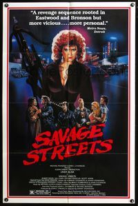 5d683 SAVAGE STREETS 1sh '84 bad girl Linda Blair, they raped her sister & killed her best friend!