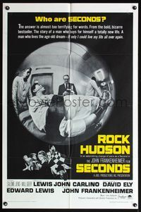 5d688 SECONDS 1sh '66 Rock Hudson, John Frankenheimer, not for weak sisters or strong stomachs!