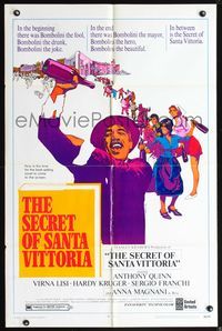 5d691 SECRET OF SANTA VITTORIA 1sh '69 great Bob Peak art of Anthony Quinn as Bombolini!