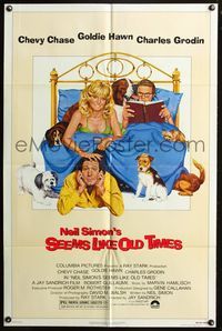 5d692 SEEMS LIKE OLD TIMES 1sh '80 wacky Tanenbaum art of Chevy Chase, Goldie Hawn & Charles Grodin