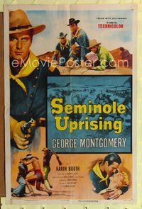 5d693 SEMINOLE UPRISING 1sh '55 cavalry officer George Montgomery, Karin Booth!