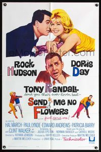 5d694 SEND ME NO FLOWERS 1sh '64 great art of Rock Hudson, Doris Day & Tony Randall!