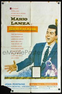 5d697 SERENADE 1sh '56 Mario Lanza, Joan Fontaine, Sara Montiel & Vincent Price!