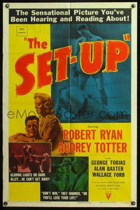 5d702 SET-UP style A 1sh '49 great image of boxer Robert Ryan fighting in the ring, Robert Wise