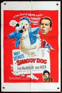 5d717 SHAGGY DOG 1sh '59 Disney, Fred MacMurray, sheep dog fantasy, horribly funny!