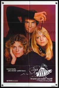 5d723 SHAMPOO 1sh '75 best close up of Warren Beatty, Julie Christie & Goldie Hawn!