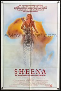 5d727 SHEENA 1sh '84 artwork of sexy Tanya Roberts with bow & arrows riding zebra in Africa!