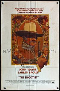 5d730 SHOOTIST 1sh '76 best Richard Amsel artwork of cowboy John Wayne & cast montage!