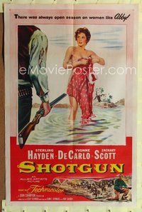 5d732 SHOTGUN 1sh '55 artwork of sexy Yvonne De Carlo in tattered dress, western!