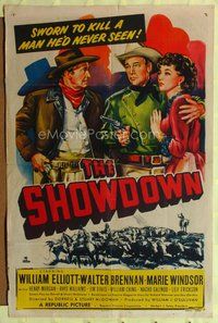 5d733 SHOWDOWN style A 1sh '50 Wild Bill Elliott, Walter Brennan & sexy Marie Windsor!