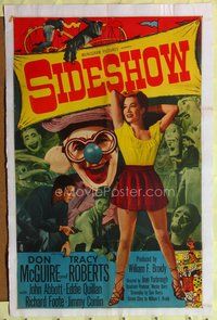 5d735 SIDESHOW 1sh '50 Don McGuire, sexy Tracy Roberts & creepy clown art!