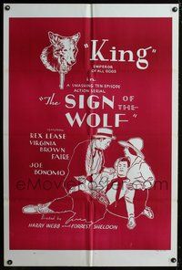 5d736 SIGN OF THE WOLF 1sh R40s serial from Jack London's story, art of wolf w/gun in mouth!