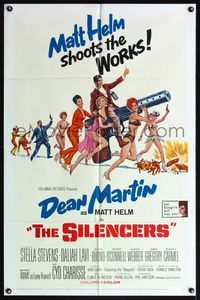 5d737 SILENCERS 1sh '66 outrageous sexy phallic imagery of Dean Martin & the Slaygirls!