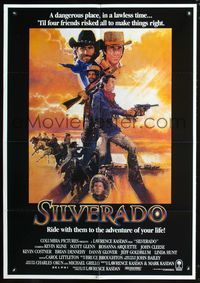 5d739 SILVERADO int'l 1sh '85 art of Kevin Kline, Scott Glenn, Danny Glover & Kevin Costner!