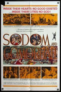 5d757 SODOM & GOMORRAH 1sh '63 Robert Aldrich, Pier Angeli, wild art of sinful cities!