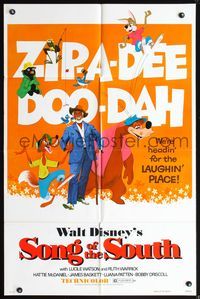 5d759 SONG OF THE SOUTH 1sh R80 Walt Disney, Uncle Remus, Br'er Rabbit, Fox & Bear!