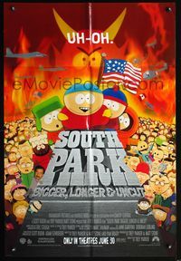 5d761 SOUTH PARK: BIGGER, LONGER & UNCUT DS advance 1sh '99 animated cartoon low-brow musical comedy