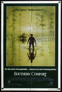 5d762 SOUTHERN COMFORT 1sh '81 Walter Hill, Keith Carradine, cool image of hunter in swamp!