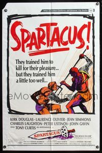 5d764 SPARTACUS 1sh R67 classic Stanley Kubrick & Kirk Douglas epic, different artwork!