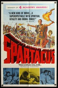 5d763 SPARTACUS 1sh '61 classic Stanley Kubrick & Kirk Douglas epic, cool artwork!