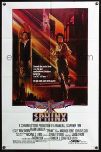 5d765 SPHINX 1sh '81 cool artwork of Frank Langella & Lesley Anne-Down by Bob Peak!