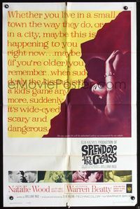 5d767 SPLENDOR IN THE GRASS 1sh '61 Natalie Wood kissing Warren Beatty, directed by Elia Kazan!