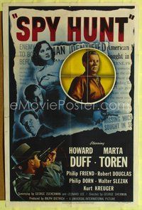 5d769 SPY HUNT 1sh '50 Howard Duff, Marta Toren, Philip Friend, cool sniper image!