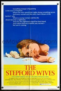 5d781 STEPFORD WIVES 1sh '75 wild image of shattered Katharine Ross, from Ira Levin's novel!