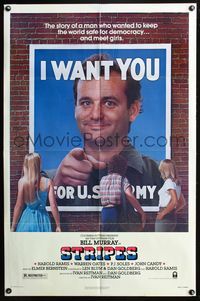 5d789 STRIPES style A 1sh '81 Ivan Reitman classic military comedy, Bill Murray wants YOU!