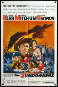 5d798 SUNDOWNERS 1sh '61 Deborah Kerr, Robert Mitchum, Peter Ustinov, horse racing!