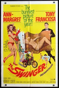 5d806 SWINGER 1sh '66 super sexy Ann-Margret, Tony Franciosa, the bunniest picture of the year!