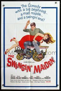 5d807 SWINGIN' MAIDEN 1sh '64 a big beginning, a mad middle, & a swingin' end, great spanking image