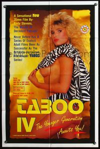 5d813 TABOO IV video 1sh '84 Kirdy Stevens, sexy Ginger Lynn, Jamie Gillis!